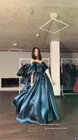 Xijun Modern Turquoise Evening Dresses Off The Shoulder A-Line Formal Prom Dresses Shiny Long Birthday Party Gowns Customized 6