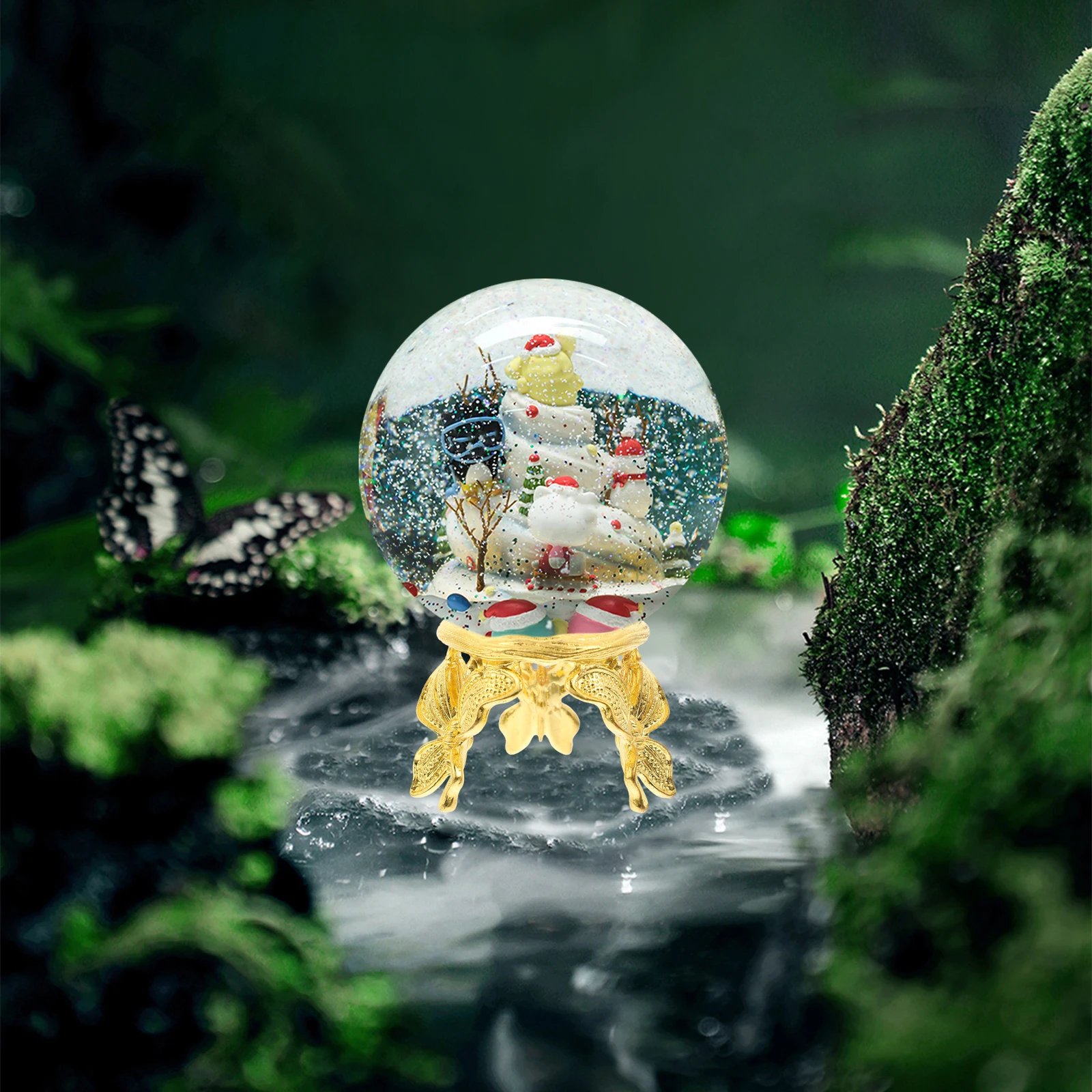 

Display Base Crystal Pedestal Shell Orb Stand Ball Holder Alloy Butterfly Sphere