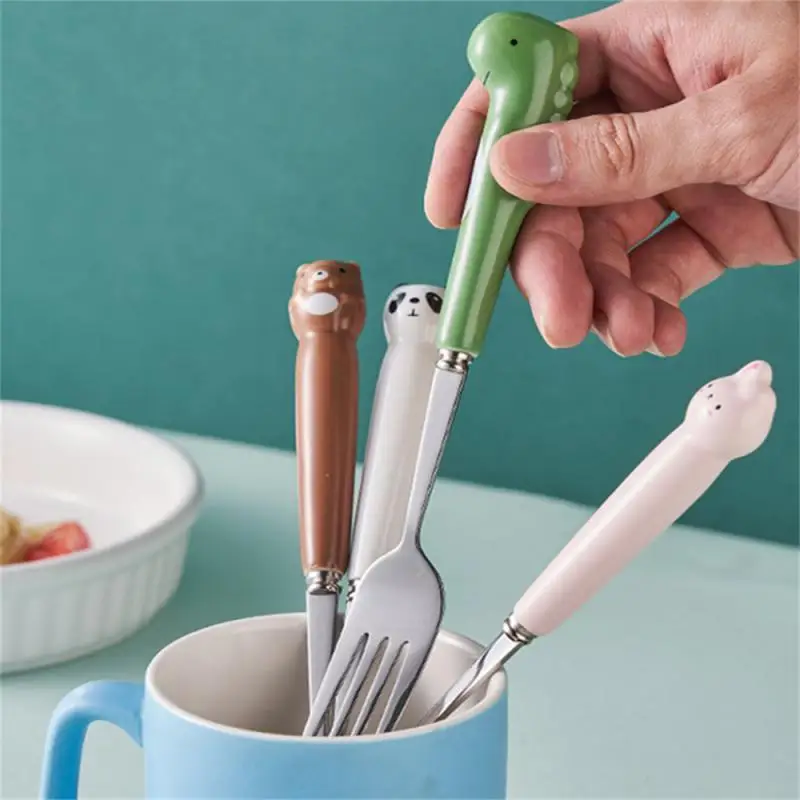 Home Eating Spoon Cartoon Cute Spoon Fork Snack Cake Dessert Forks Cake Fruit Special Gift Spoon Cute Dinosaur Fork Dinnerware