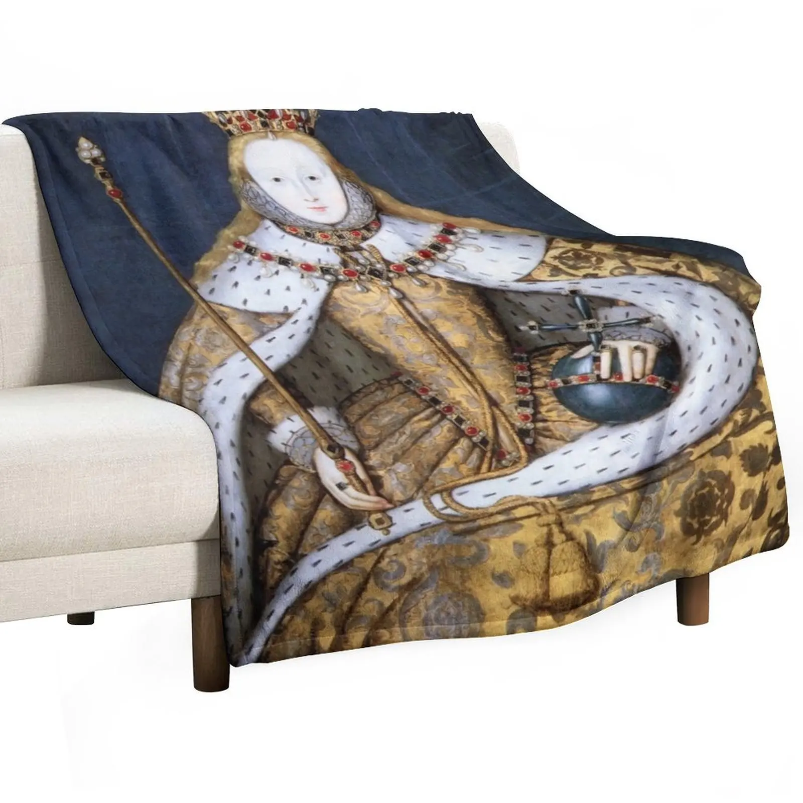 

Elizabeth I Coronation Portrait Throw Blanket Large Softest sofa bed halloween Blankets