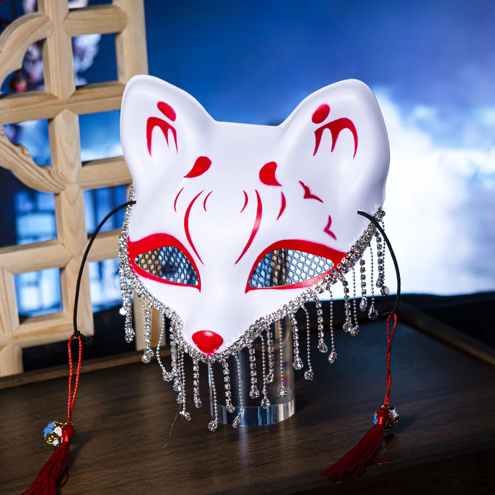 

Half-faced Little Fox with Diamond Fox Mask COS Halloween Party Decorative Mask