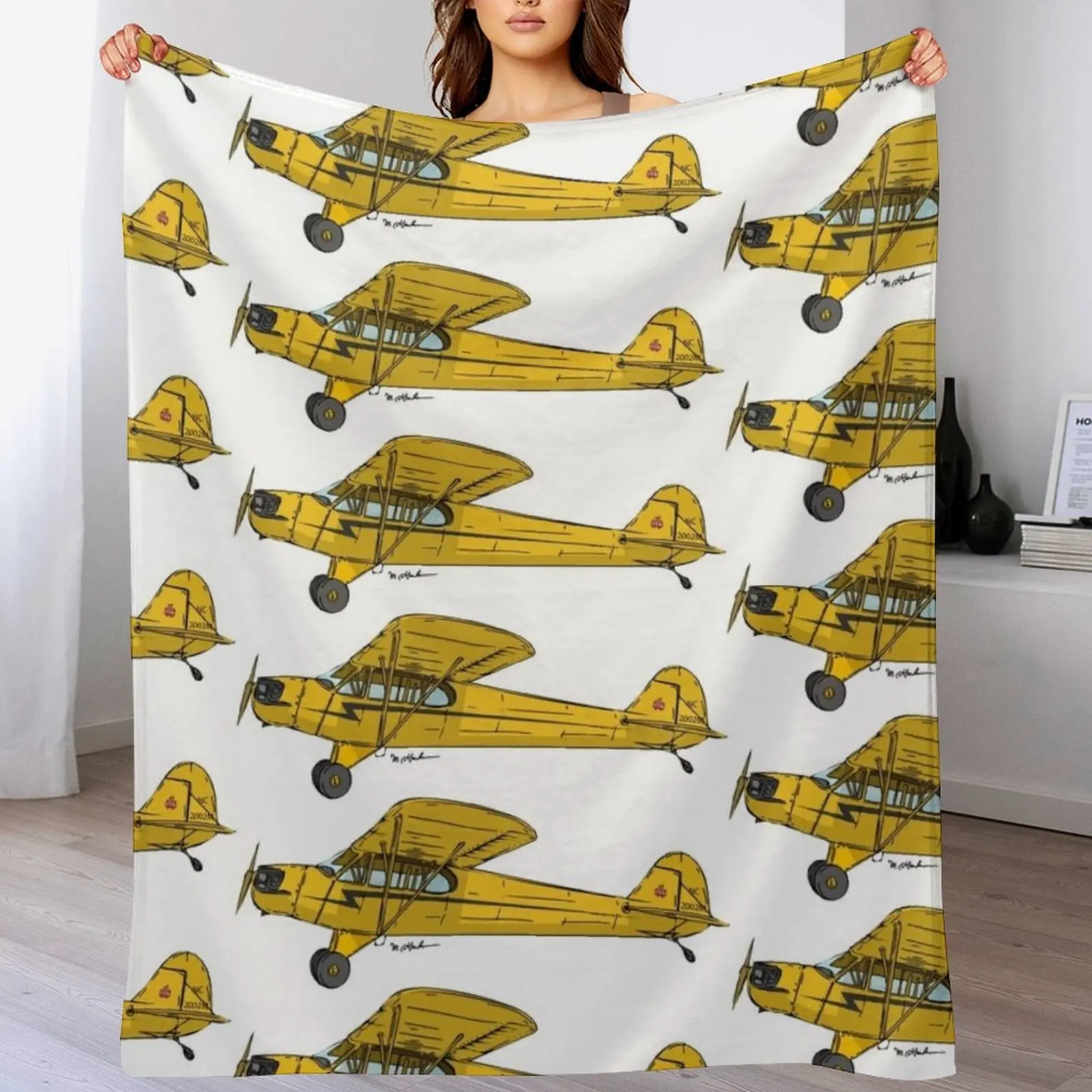 Piper Cub NC2002M Throw Blanket Comforter Blankets For Sofas Warm Blankets