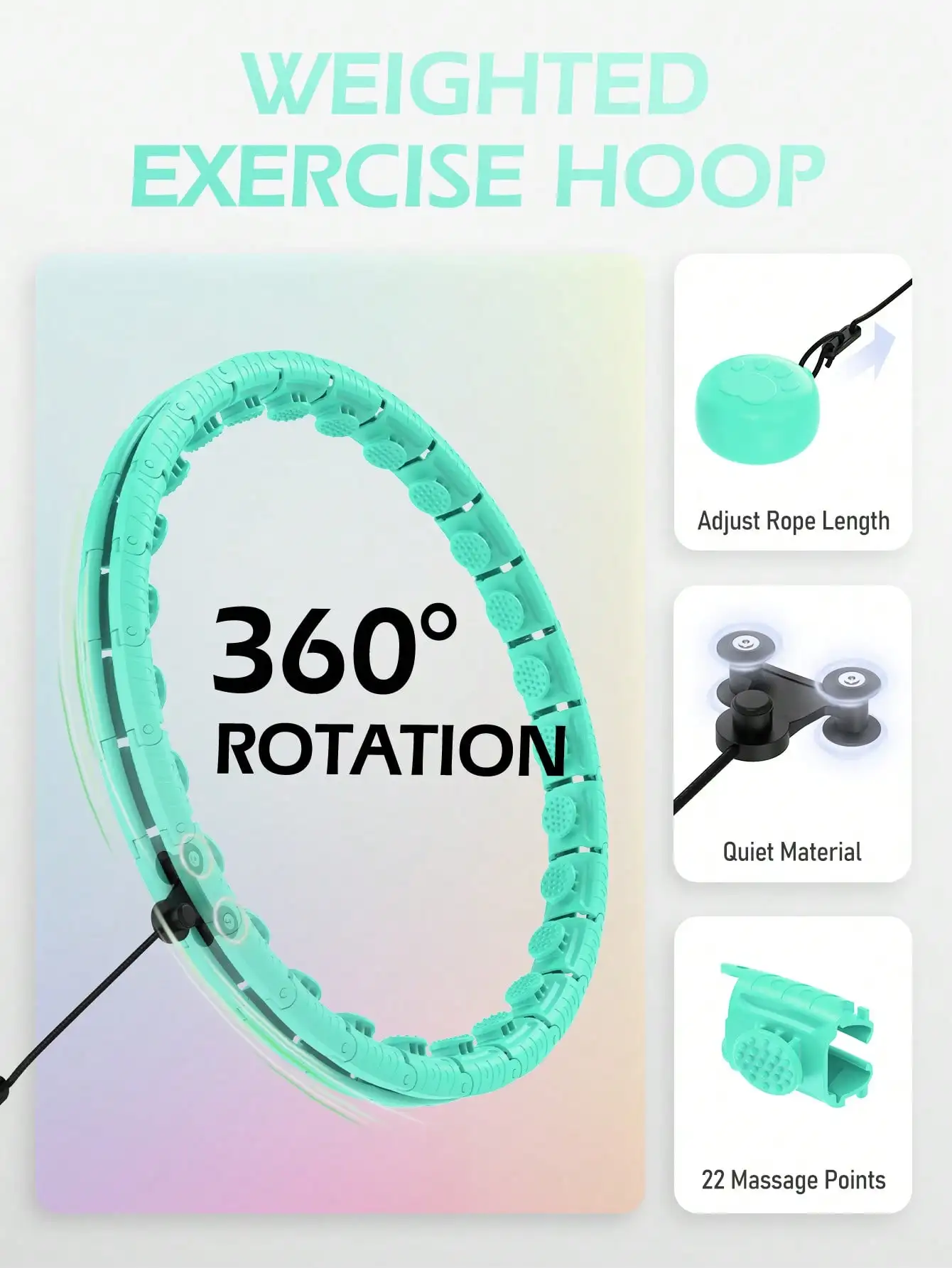 طوق حولا مرجح 66 بوصة (32 وصلة) - مع كرة الوزن، طوق إنفينيتي الذكي لإنقاص الوزن للنساء البالغات