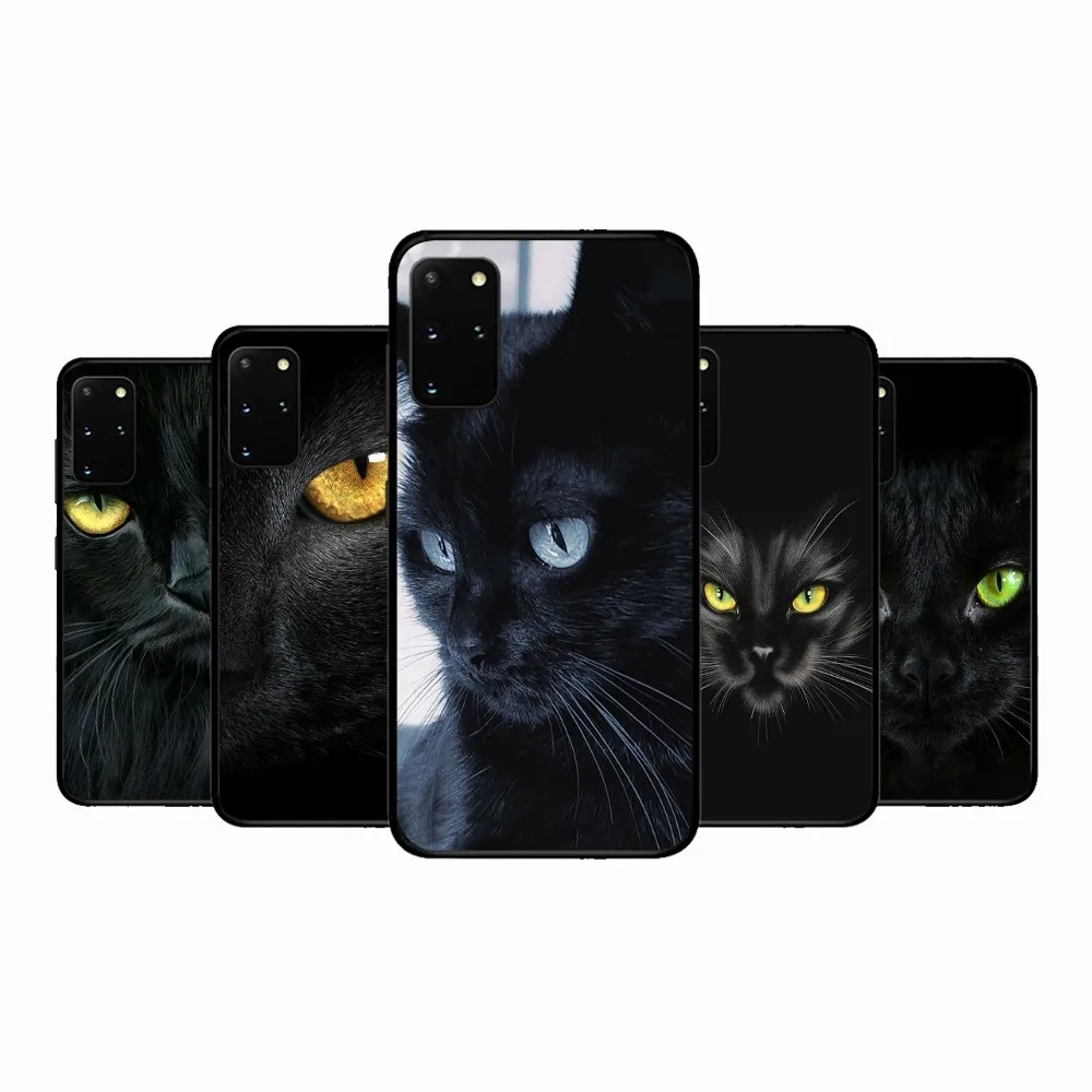 Black Cat Staring Eye Phone Case For Samsung S 9 10 20 21 22 23 30 23plus lite Ultra FE S10lite Fundas