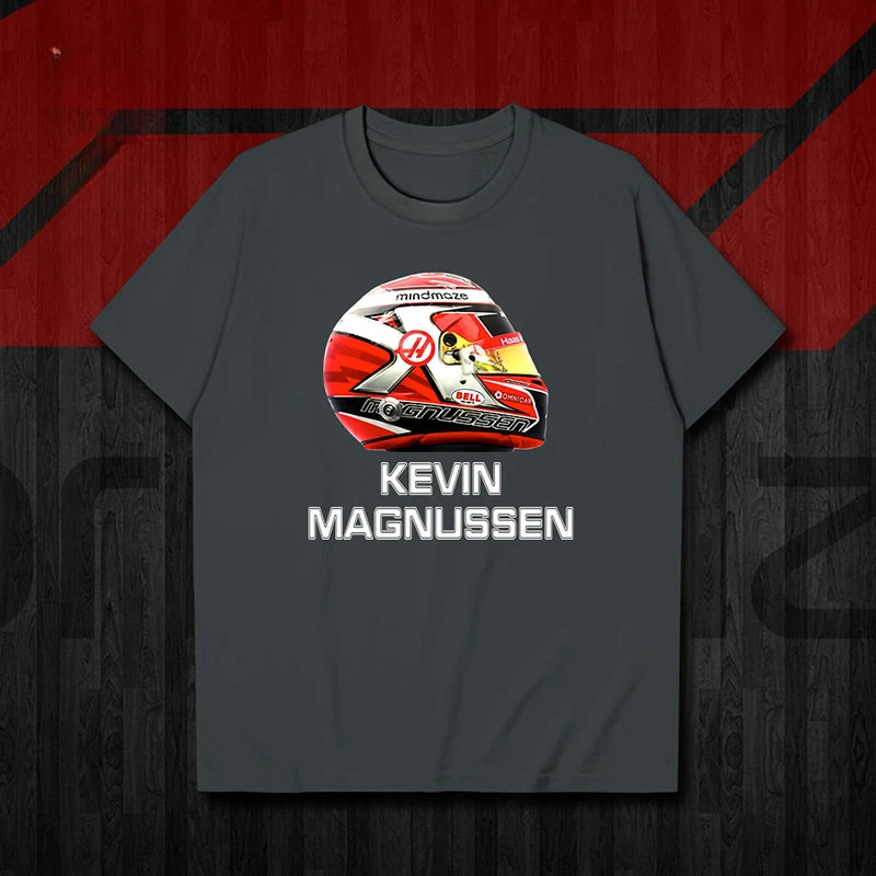 Formula 1 Haas driver Magnussen helmet short sleeve T-shirt men's and women's Summer 0001 set no boundaries