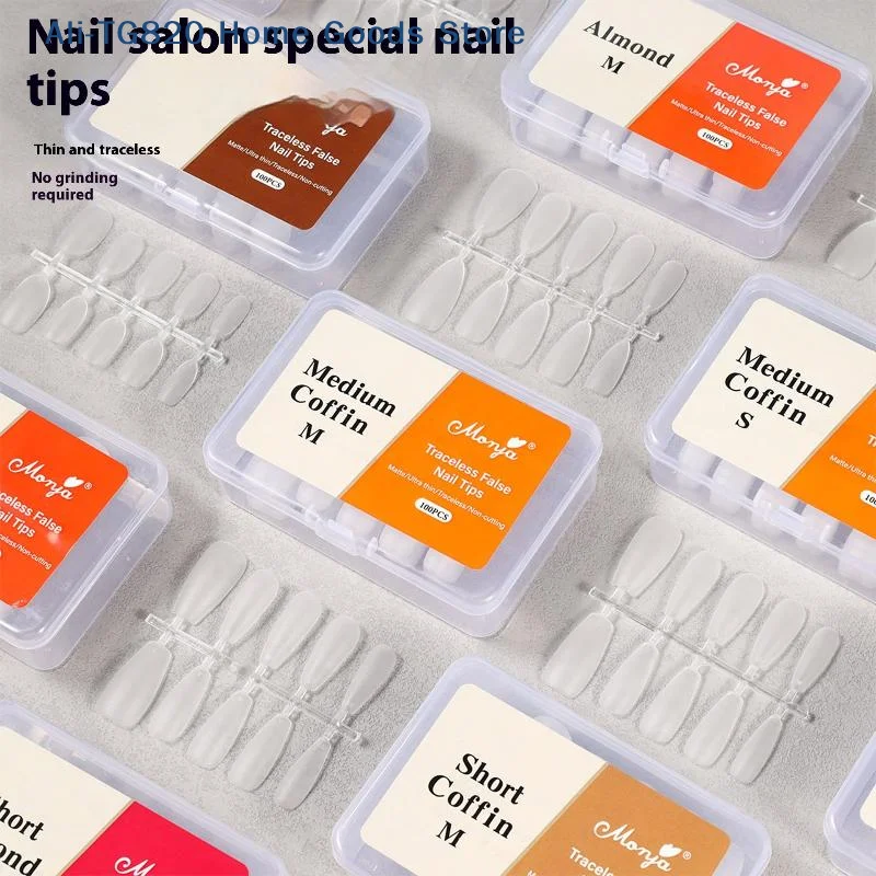 [TG820]100Pcs/box Fake Nails NO Polishing No Trace Demal Press On False Thin Nail Tips For Extension Home DIY
