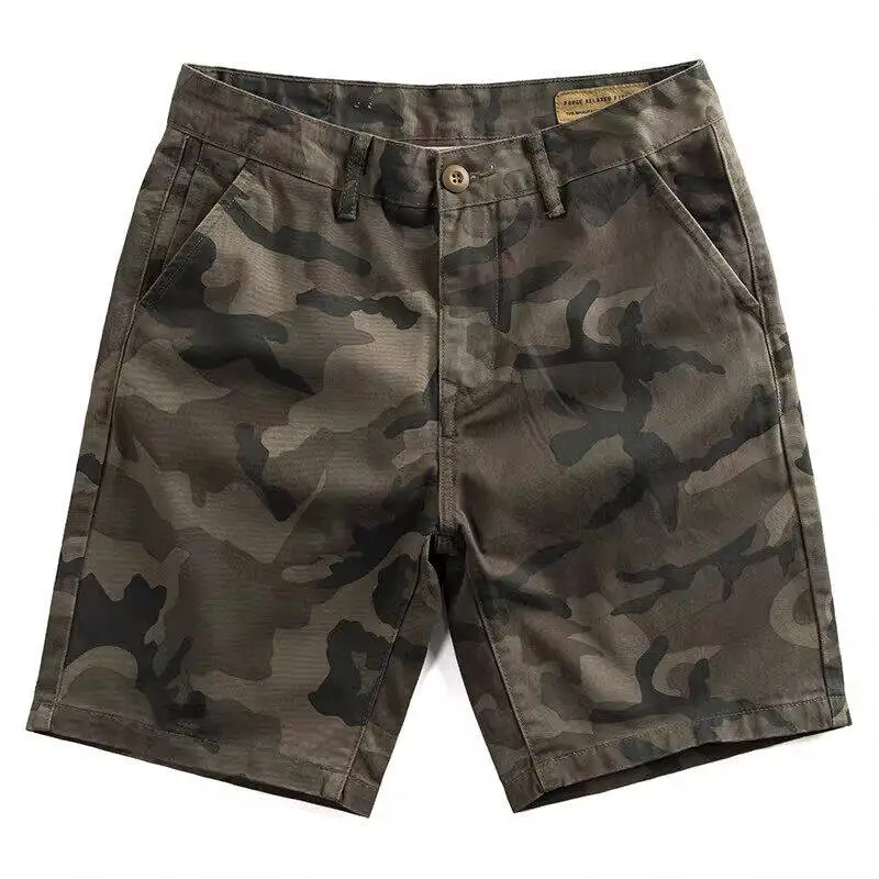Men's Camouflage Work Shorts Pure Cotton Straight Leg Retro Dirt Resistant Wear Resistant Summer Fourths Short Pants