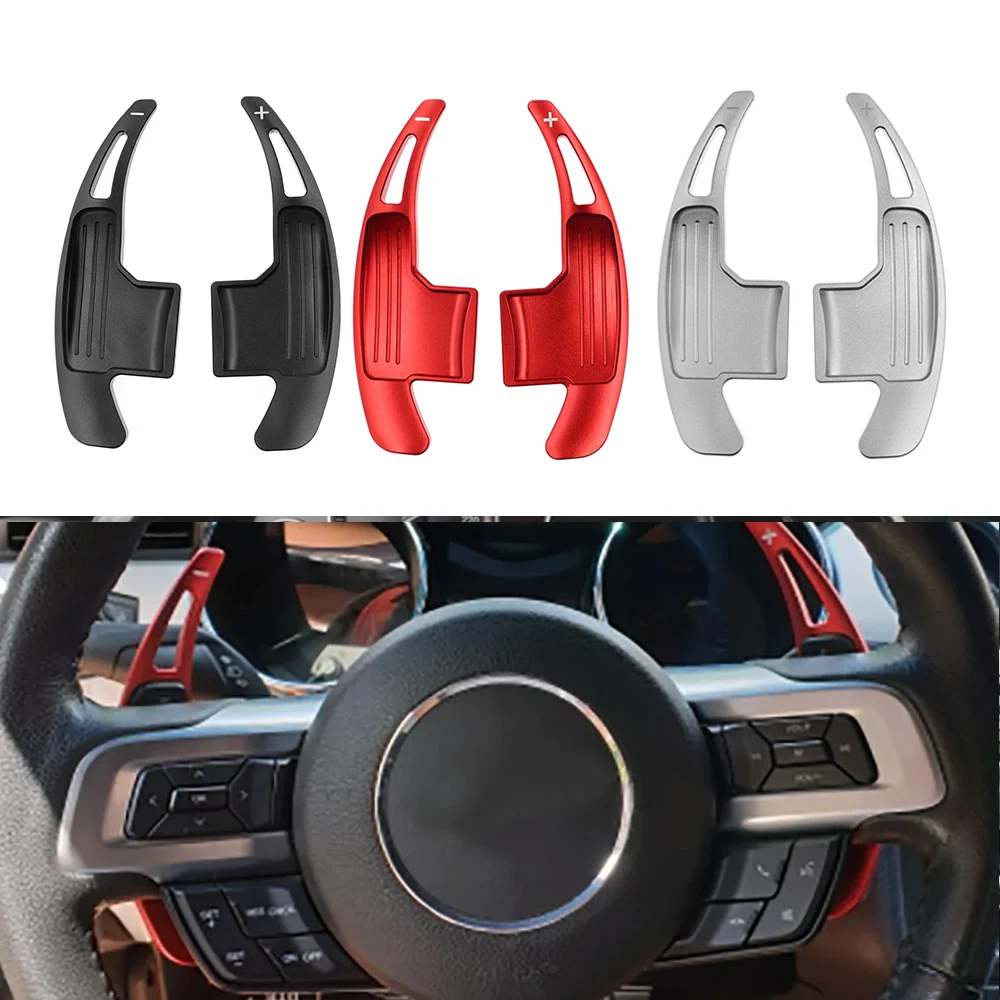 

2PCS DSG Car Steering Wheel Gear Shifters Paddle Extension Aluminum Alloy Cover Trim for Ford Mustang 2015 2016 2017 2018 2019