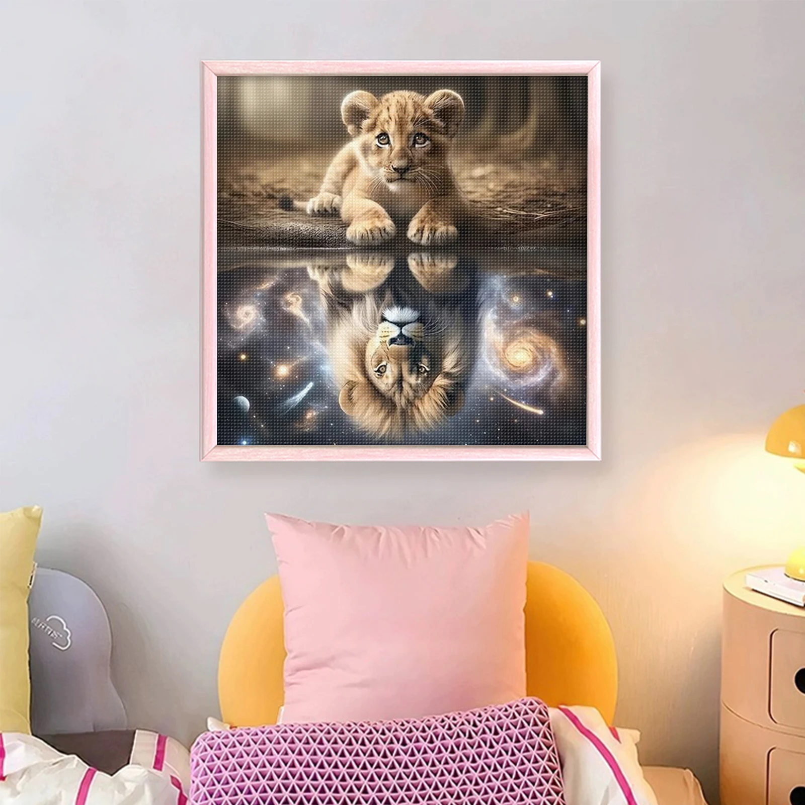 

Animals Reflection Full 11CT DIY Stamped Cross Stitch Kits 40x40cm Needlework Embroidery Kit for Adults Home Decor