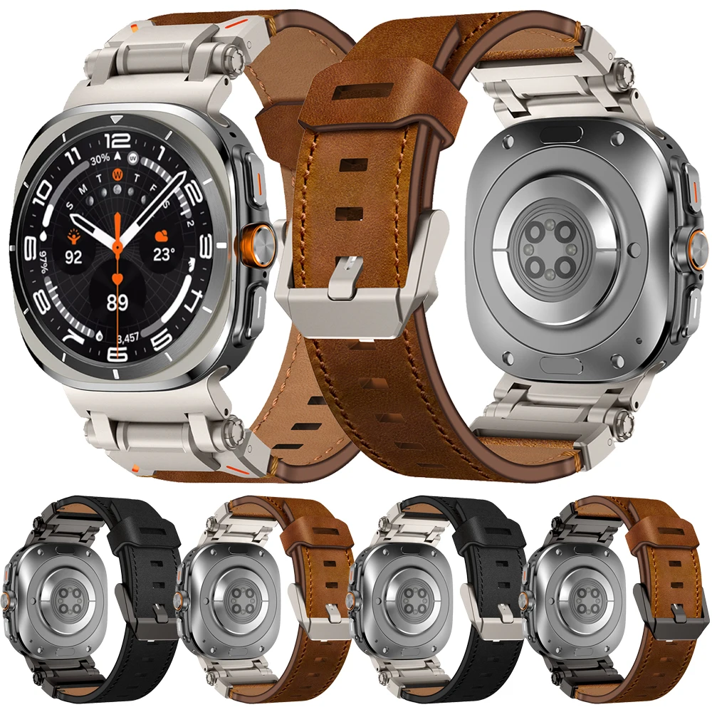 

Leather Strap for Samsung Galaxy Watch Ultra 2025 Metal Connector Watchband for Galaxy 7 Ultra 47mm Bracelet Correa Accessories