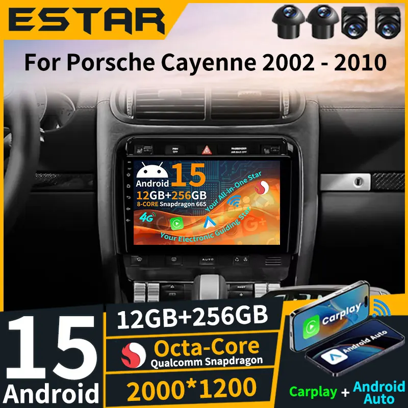 Wireless Carplay Android 15 For Porsche Cayenne I 1 9PA 2002 - 2010 Car Radio Video Player RDS 2din Navigation DTS DSP Octa Core