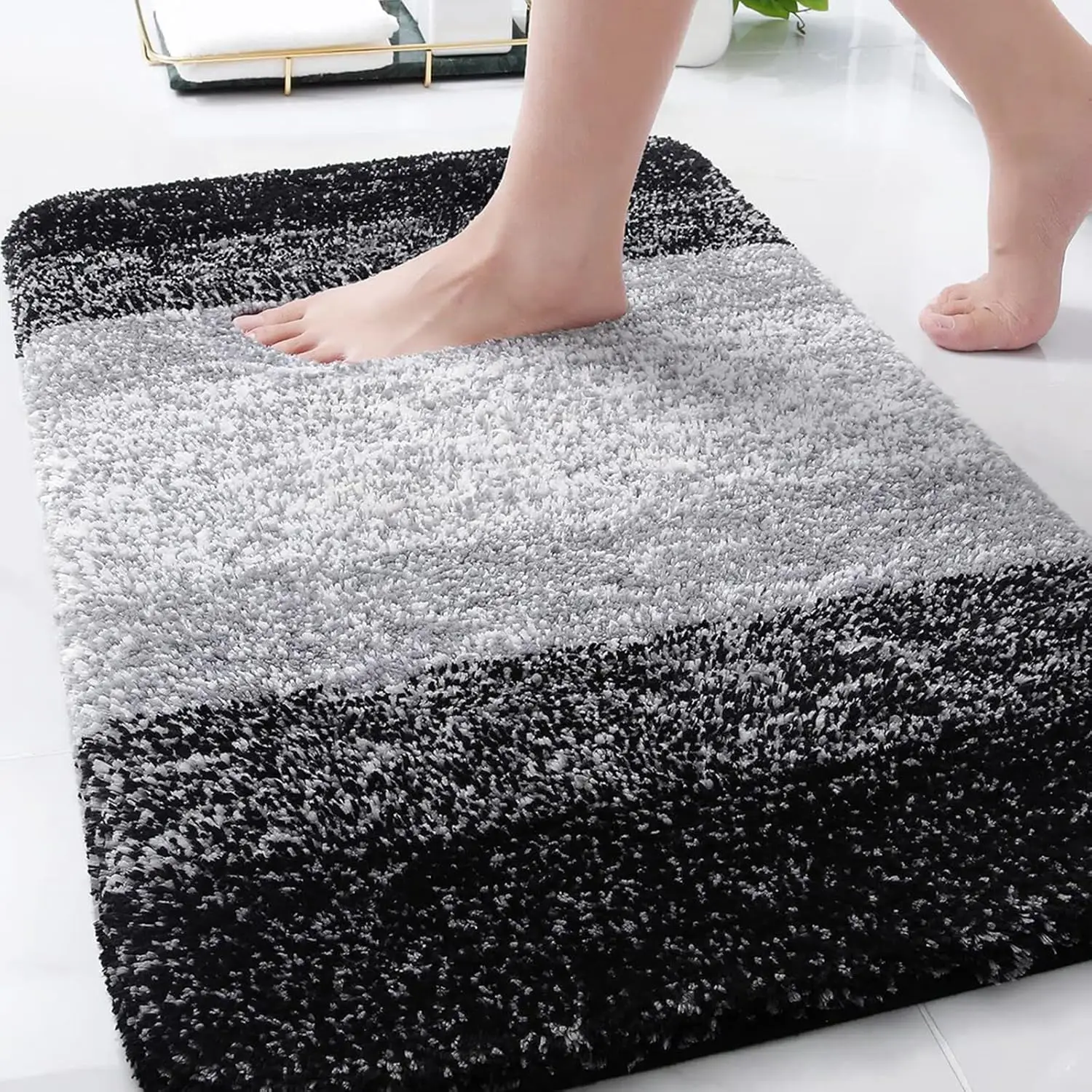 

Microfiber Bathroom Rugs, Shaggy Soft and Absorbent Bath Rug, Non-Slip, Thick Plush Machine Washable Dry Bath Mats for