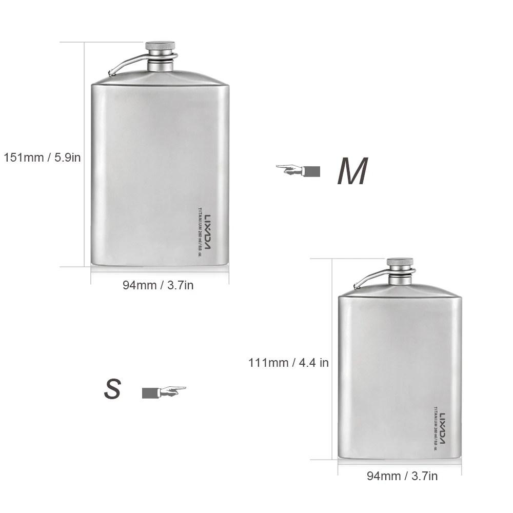 Lixada szczelna, tytanowa kolba alkoholowa Whisky kolba do wina z zestaw filiżanek na kemping na zewnątrz piknik podróżny z plecakiem 200ML/260ML