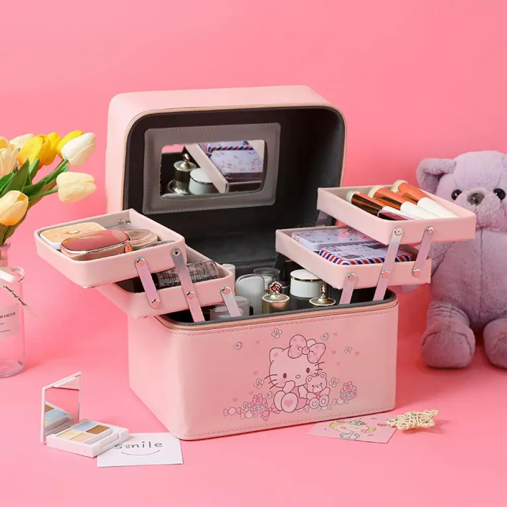 

Милая косметичка Hello Kitty Melody Sweet Sanrio аниме милая двухслойная портативная дорожная вместительная Фотосумка для девушек