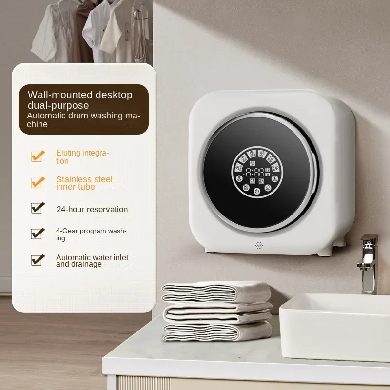 Máquina Automática De Lavar Tambor Doméstico, Alta Temperatura, Lavagem De Mesa De Parede Pendurada, Roupa interior