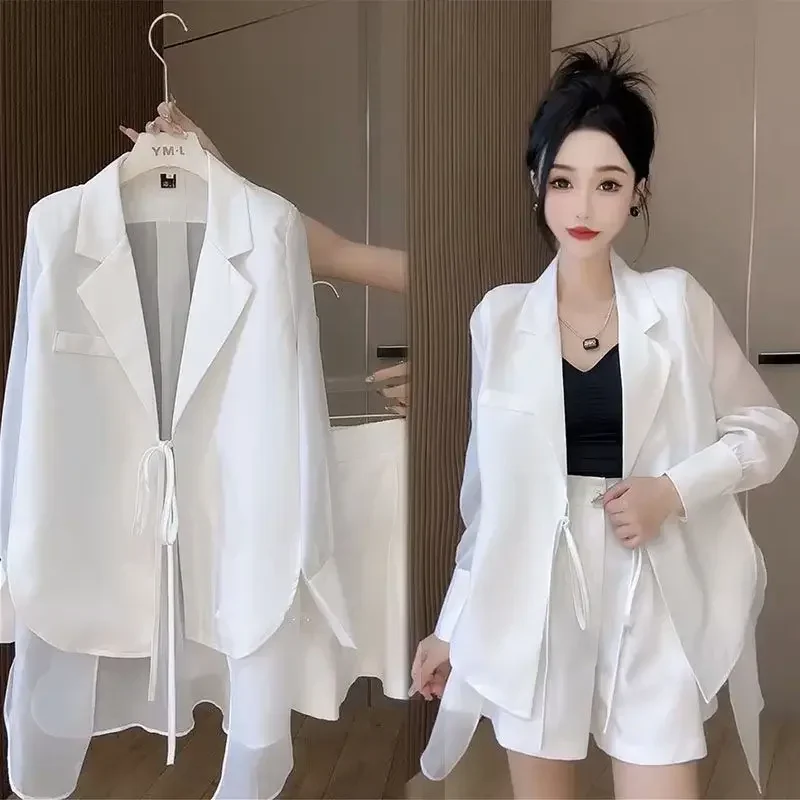 Summer 2 Piece Outfits 2024 Formal Kit Office Blazer Suits Set of Two Fashion Pieces for Women Shorts Cheap Womens Matching Sets