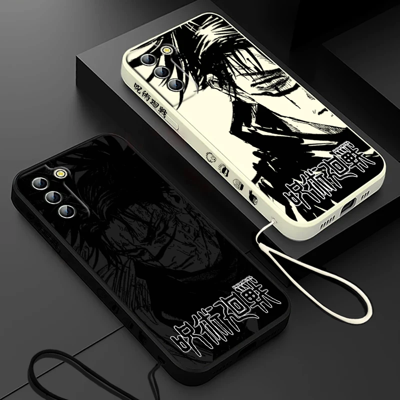 Choso Jujutsu Kaisen Anime For Samsung Galaxy S24 S23 S22 S21 Pro FE Plus Ultra Soft Liquid Left Rope Phone Case