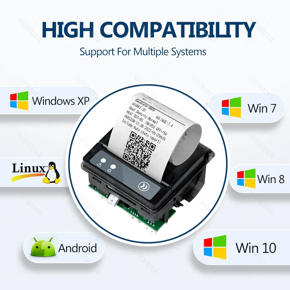 58mm Embedded Thermal Receipt Printer Mini Printing Module Low Noise with RS232/TTL Serial Port Support ESC/POS Commands 5-9V