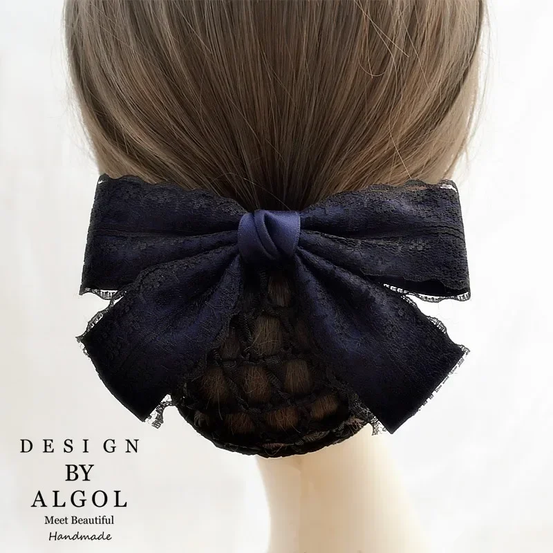 New Arrival Ribbon Bow Barrtte Hairpins Fabric Lace Pearl Bun Hair Clips Cover Snood Net Satin Hair Accessories for Women