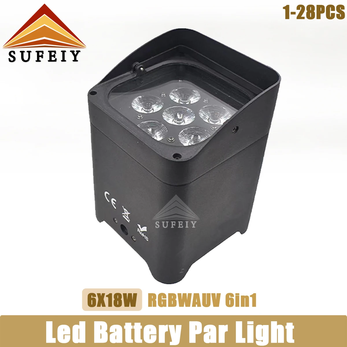 

Sufeiy 1-28Pcs Wifi APP Smart LED Par 6x18W 6in1 RGBAW+UV Battery Lighting Wireless Remote Control For DJ Stage Party Nightclub
