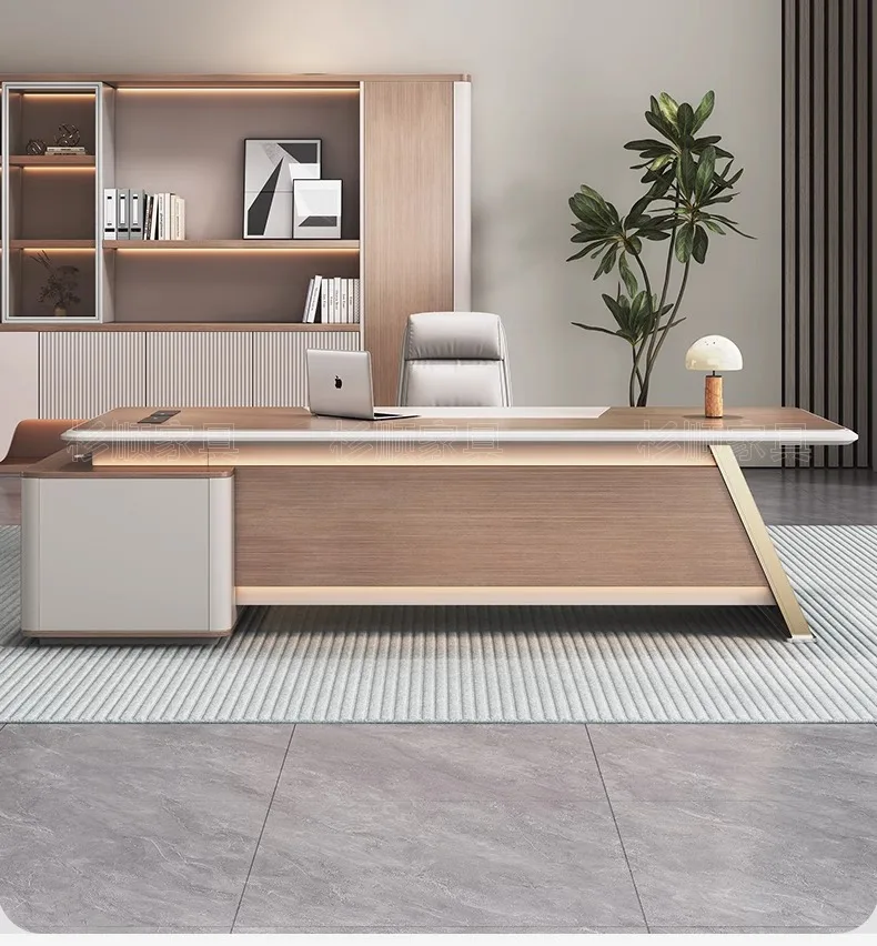 HYS high-end light luxury desk boss table simple modern paint desk president table manager table and chair combination single