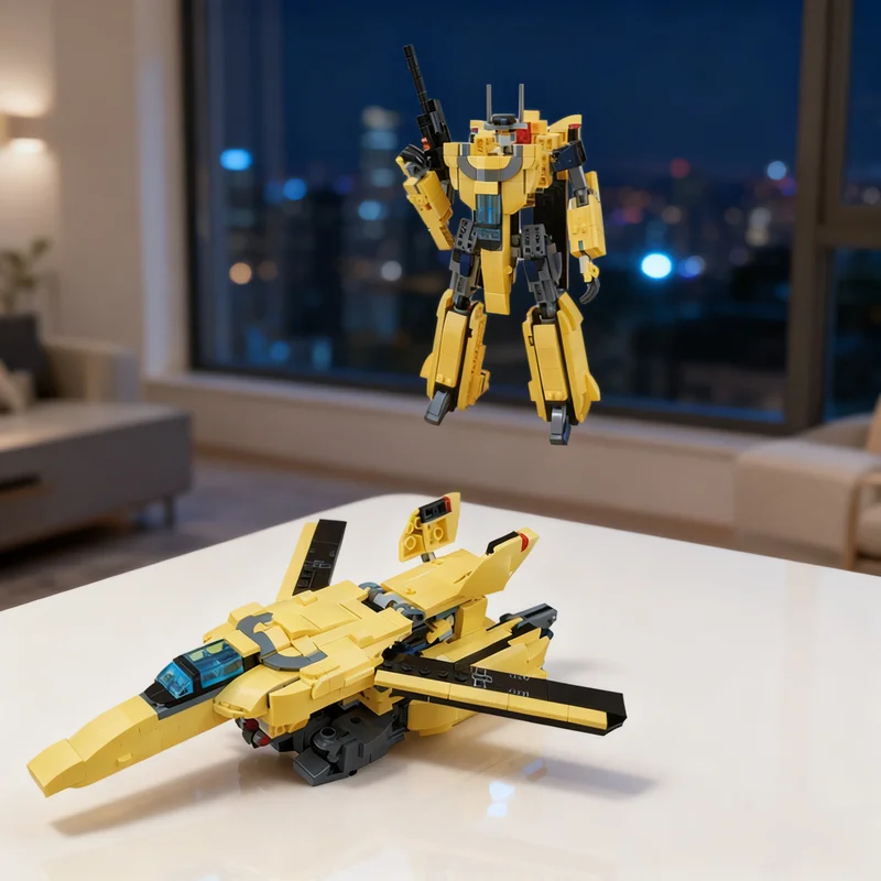 644pcs MOC VF-1 Valkyrie Macross Jetfire G1 Transforming Robot Using Bumblebee Icons Model Building Blocks Christmas Gift Toy