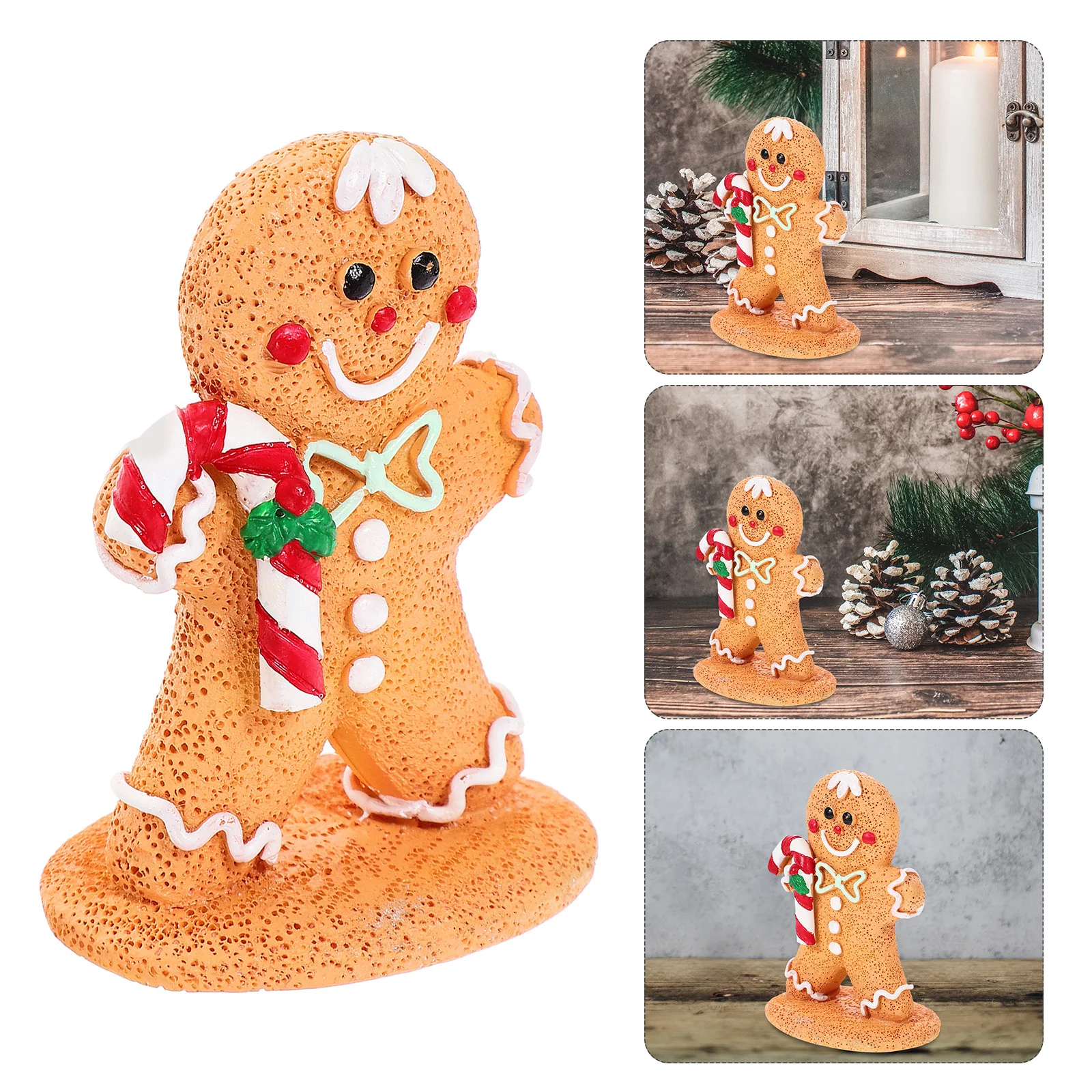 

1pc Resin Gingerbread Man Decor Mini Christmas Ornament For Tabletop Window Display Xmas Party Favor Festival Adornment