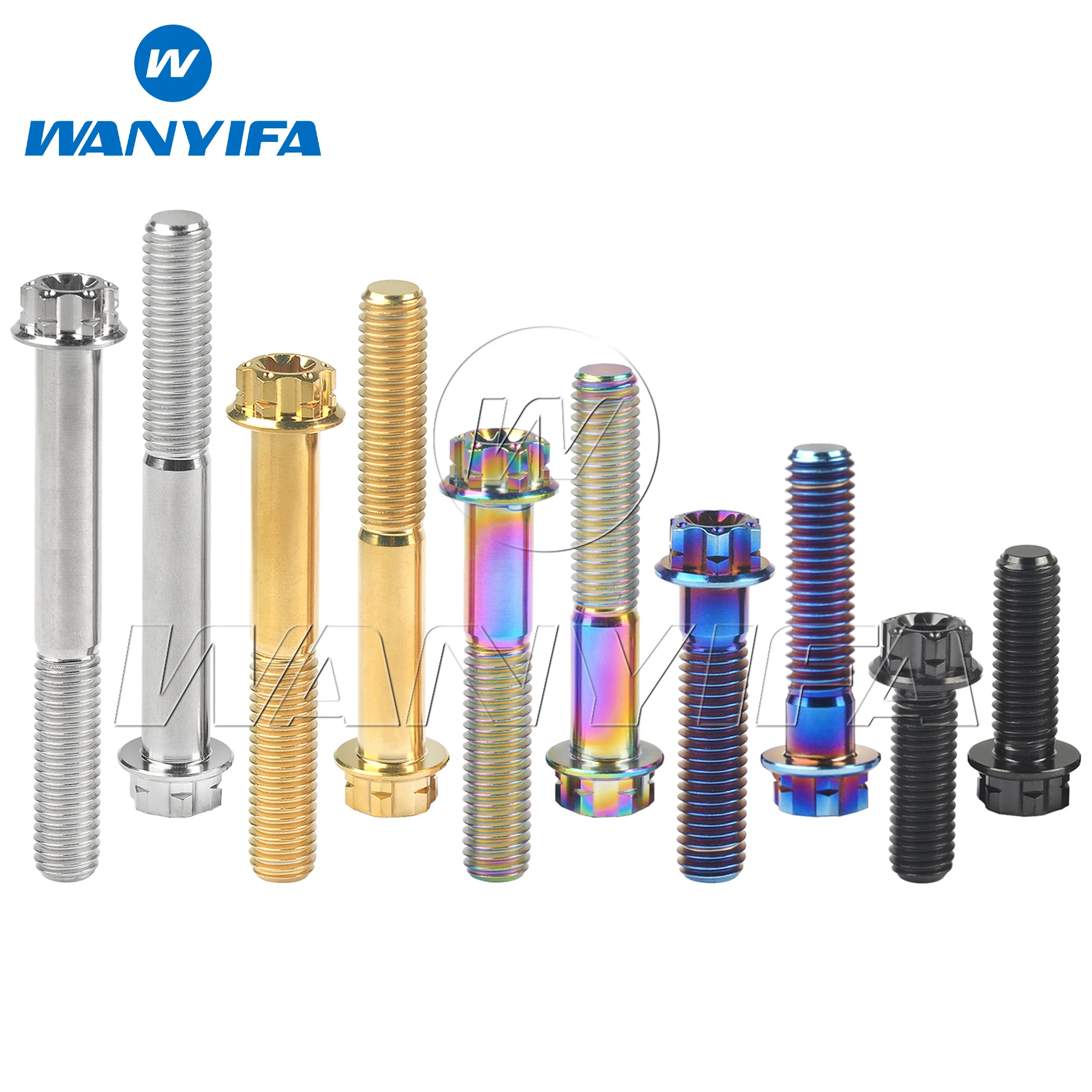Wanyifa Titanium Bolt M10x15 20 25 30 35 40 45 50 55 60 65 70 75 80 85 90mm Pitch 1.25/1.5mm Flange Torx T50 Screws Ti Fasteners