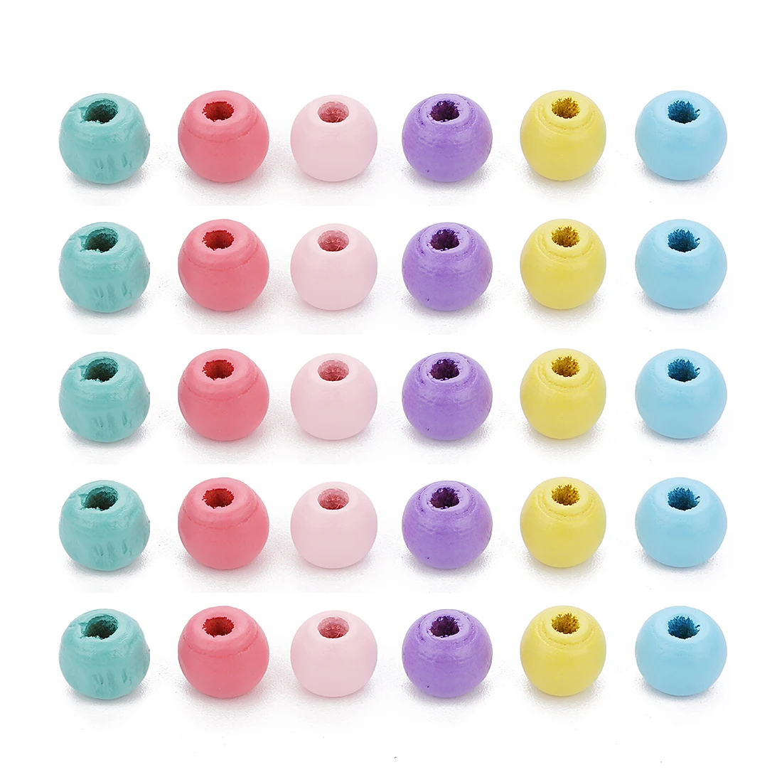 

100pcs/lot Colorful Round Natural Wooden Beads For Jewelry Making Big Hole Wood Loose Spacer Beads DIY Bracelet Necklace