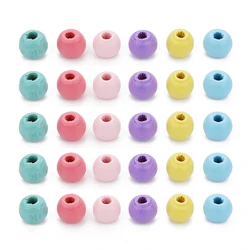 100pcs/lot Colorful Round Natural Wooden Beads For Jewelry Making Big Hole Wood Loose Spacer Beads DIY Bracelet Necklace