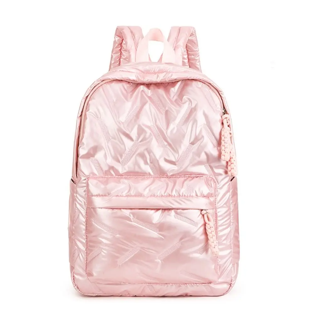 Solid Color Space Cotton Backpack Nylon Cloud Bubble Shoulder Bag Adjustable Shoulder Strap Knapsack Student Schoolbag Teenagers