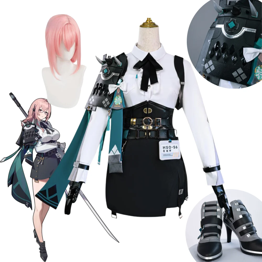 Tsukishiro Yanagi Cosplay Anime Spiel Zenless Zone Null Tsukishiro Yanagi Cosplay Kostüm Rosa Langes Haar Rollenspiel Schuhe