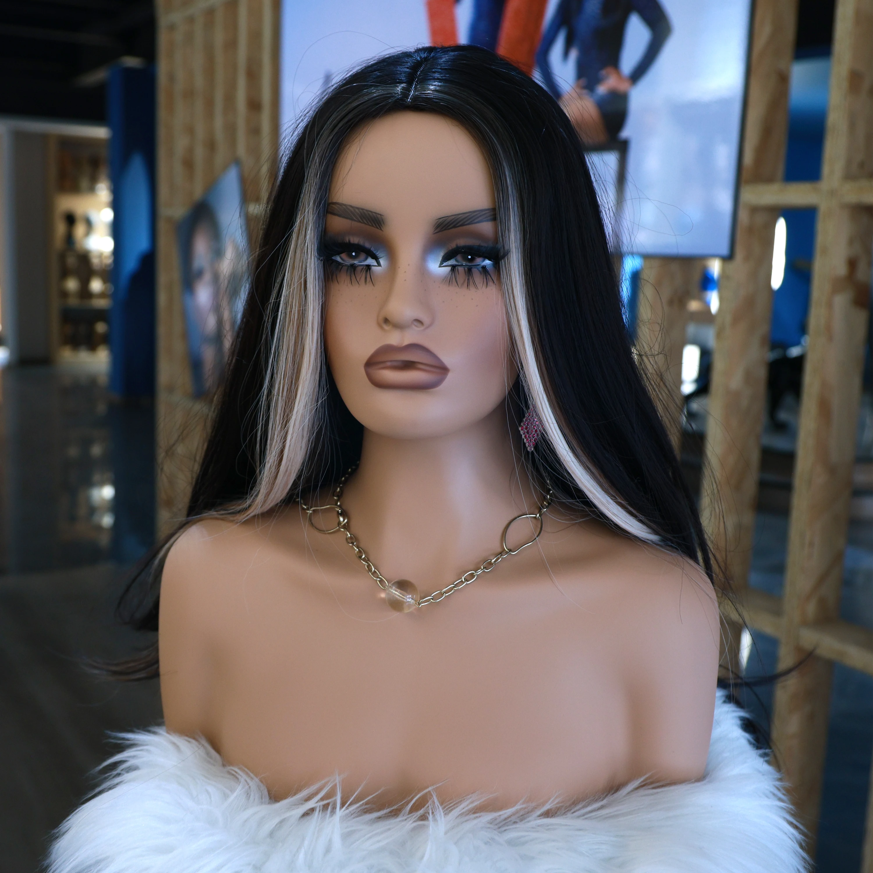 European and American-style Half-Body Mannequin Head Prop with Double Shoulders USA Warehouse Free Shipping