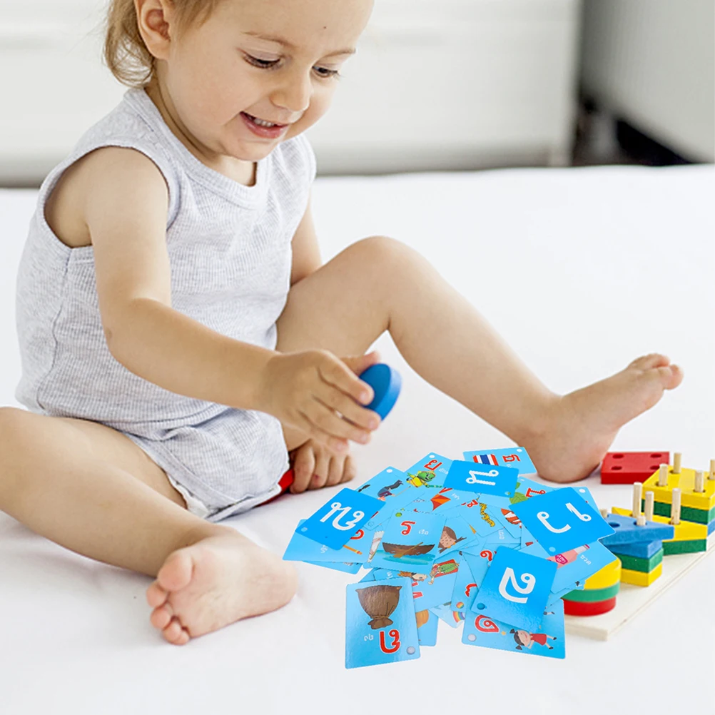 45 pezzi di vocabolario flash card per bambini giochi educativi per bambini materiale per l'apprendimento delle lingue tailandese studio giocattolo puzzle