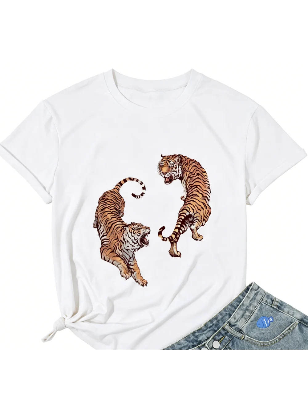 2026 new summer retro domineering tiger print trend personalized animal pattern top street ins trend versatile casual spicy girl