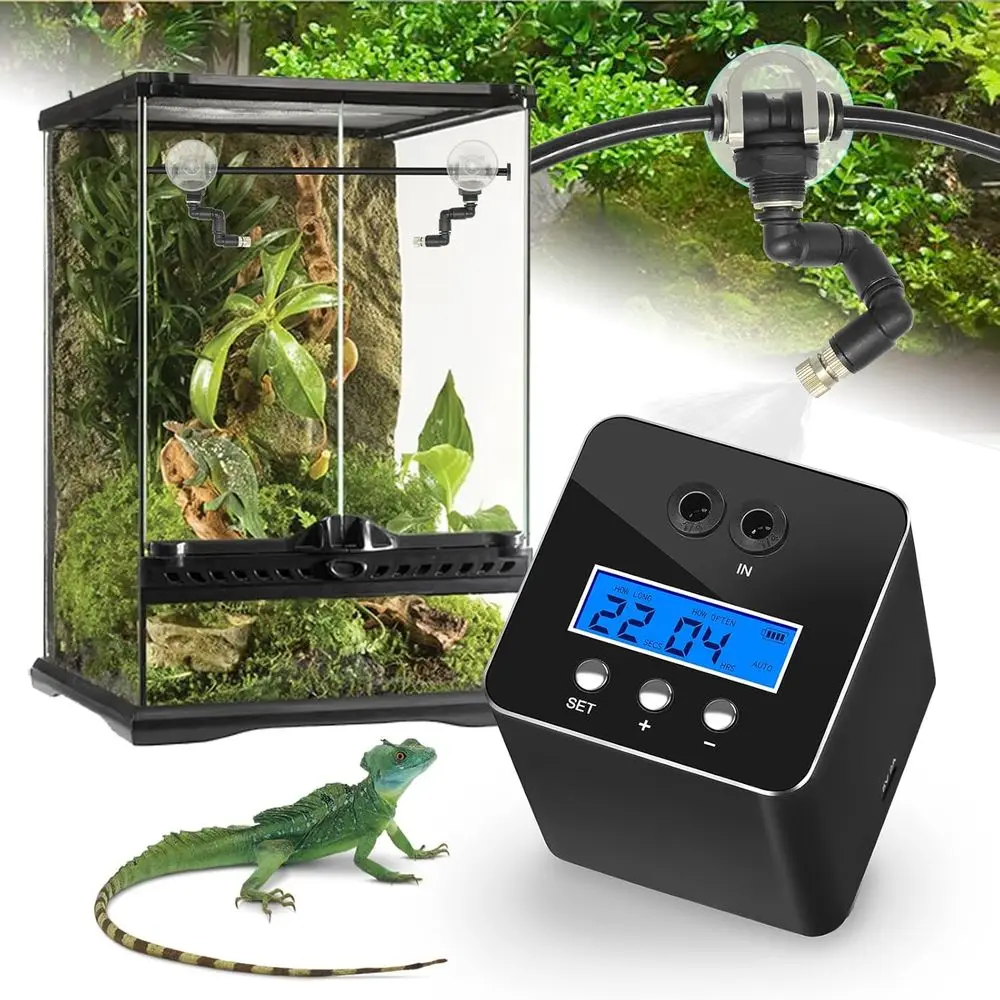 

Automatic Reptile Habitat Mist System with Dual Nozzles for Reptiles, Snakes, and Plants