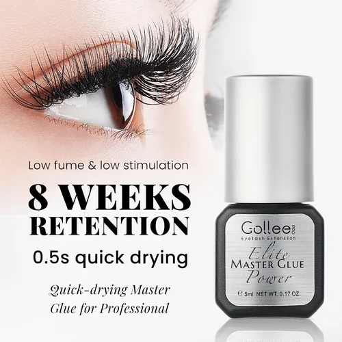Gollee-pegamento para pestañas 0,5 s, secado rápido, baja humedad, pegamento para extensión de pestañas, negro, hipoalergénico, fuerte pegamento para pestañas, maquillaje resistente al agua