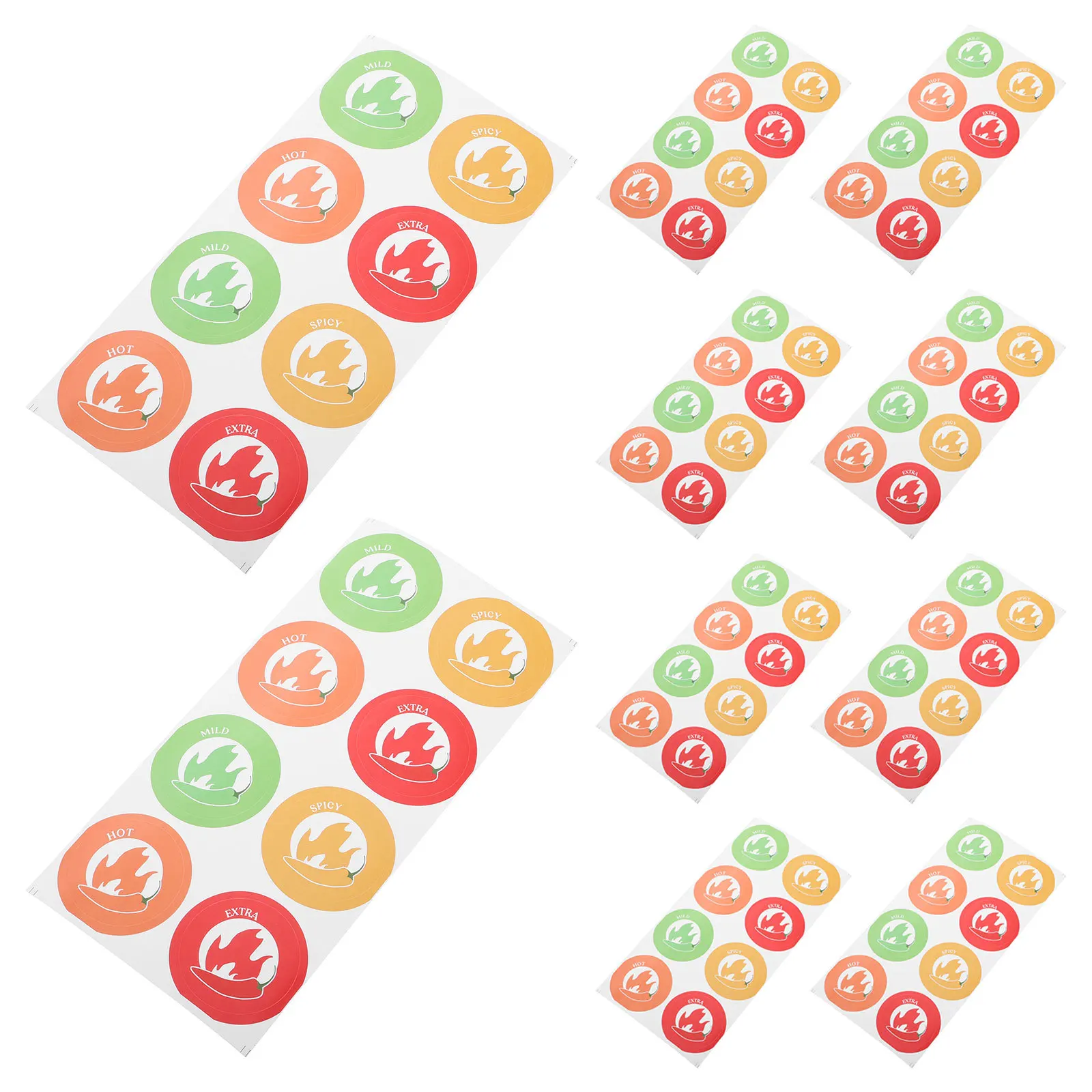 10 أوراق ملصقات تحذيرية للطعام الحار تصميم فلفل حار يشير إلى مستويات التوابل ملصق تحذير الطعام شارات الصلصة الساخنة #1