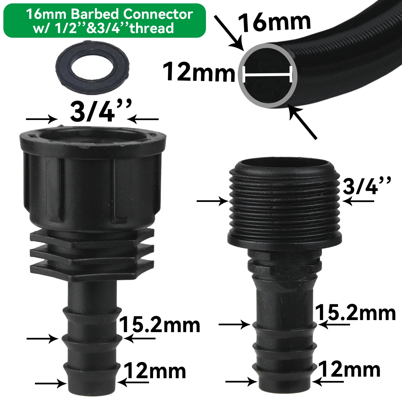 KESLA Garden 3/4" Innengewinde-Anschluss zum Widerhaken 16 20 25 mm PE-Schlauchhahn-Adapter 1/2'' 3/4'' Wasserhahn-Anschluss Tropfbewässerungssystem – Detail 4