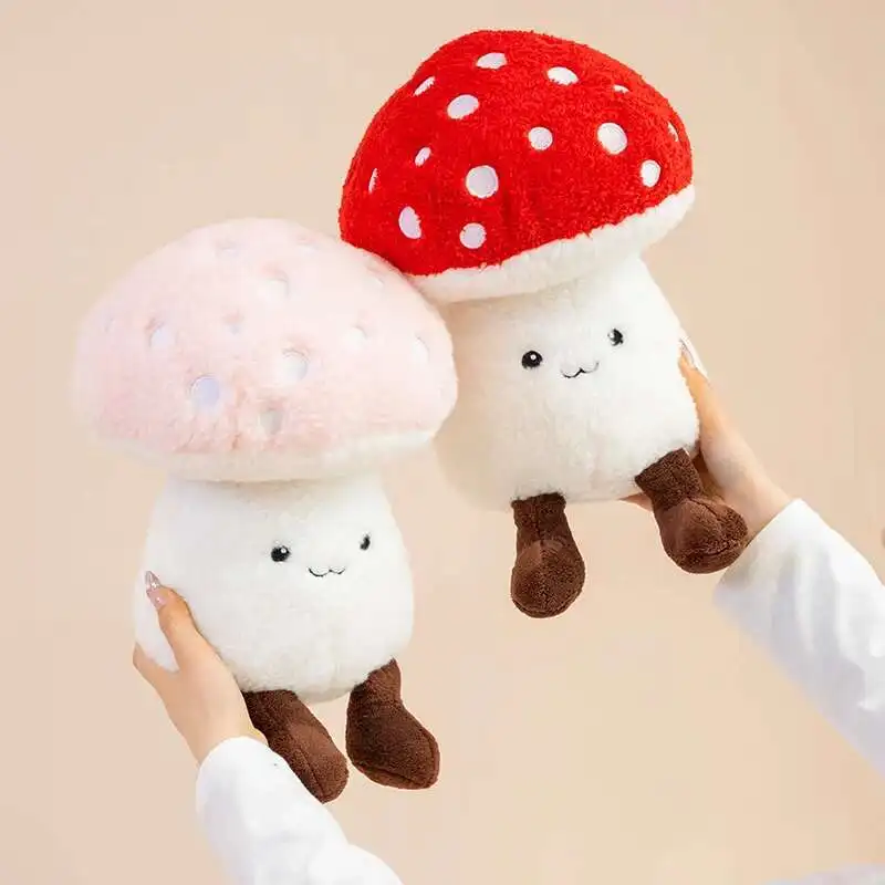 2025 New Red Mushroom Plush Pillow Cute Agaric Plush Keychain Lovely Stuffed Mushroom Soft Toy Sofa Home Decoration