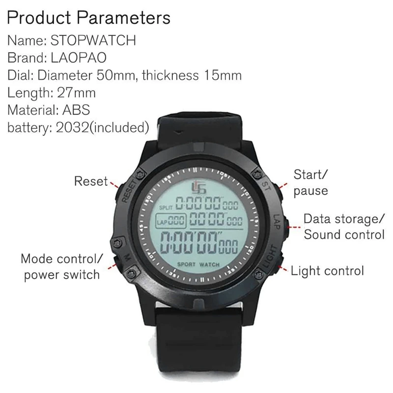 YS Stopwatch Digital Soccer Stop Watch Timer For Coaches 100 Lap Memory Water Resistant Countdown Stopwatch