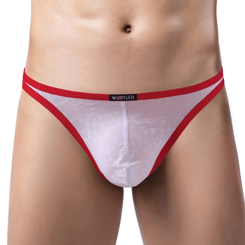 

1pc Men's Lace Sexy Sheer Briefs See Through Low Waist Bulge Pouch Sexy Lingerie Quick-drying Breathable Underwear