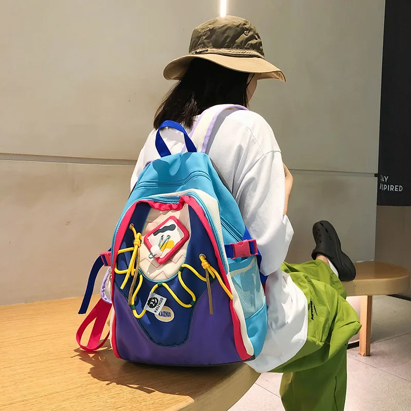 Sac à dos Kawaii de style japonais pour femme, cartable en nylon imperméable, sac à dos d'étudiant Collage pour adolescente, sac de livre Mochila Mujer