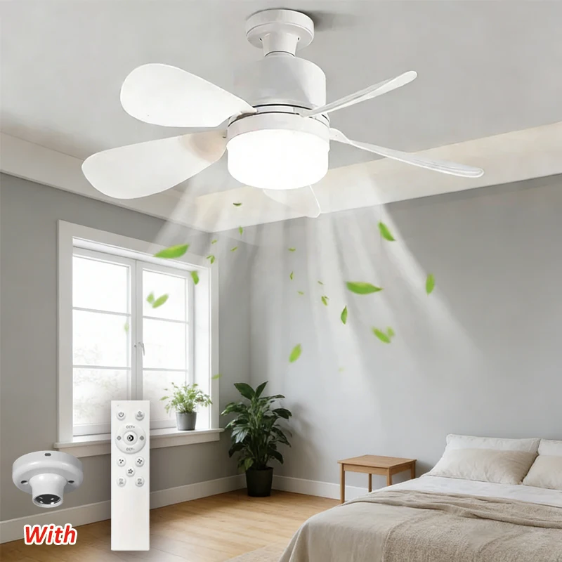 

Energy Saving E27 Ceiling Fan Light Remote Control 4 Speed 3 Color Dimmable Timer Setting 85-265V AC Modern Fan Lamp for Home