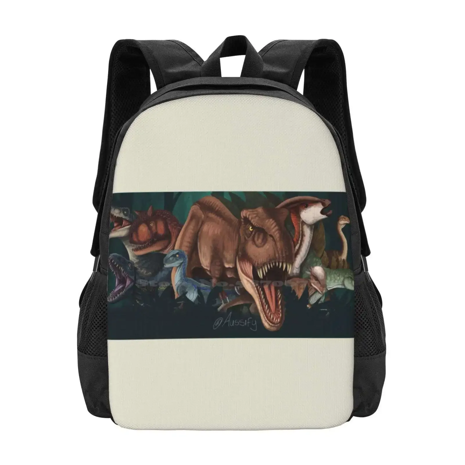 

World Fallen Kingdom Pattern Design Bagpack School Bags Aussify Dinosaur Trex Tyrannosaurus Rexy Blue Velociraptor Indoraptor