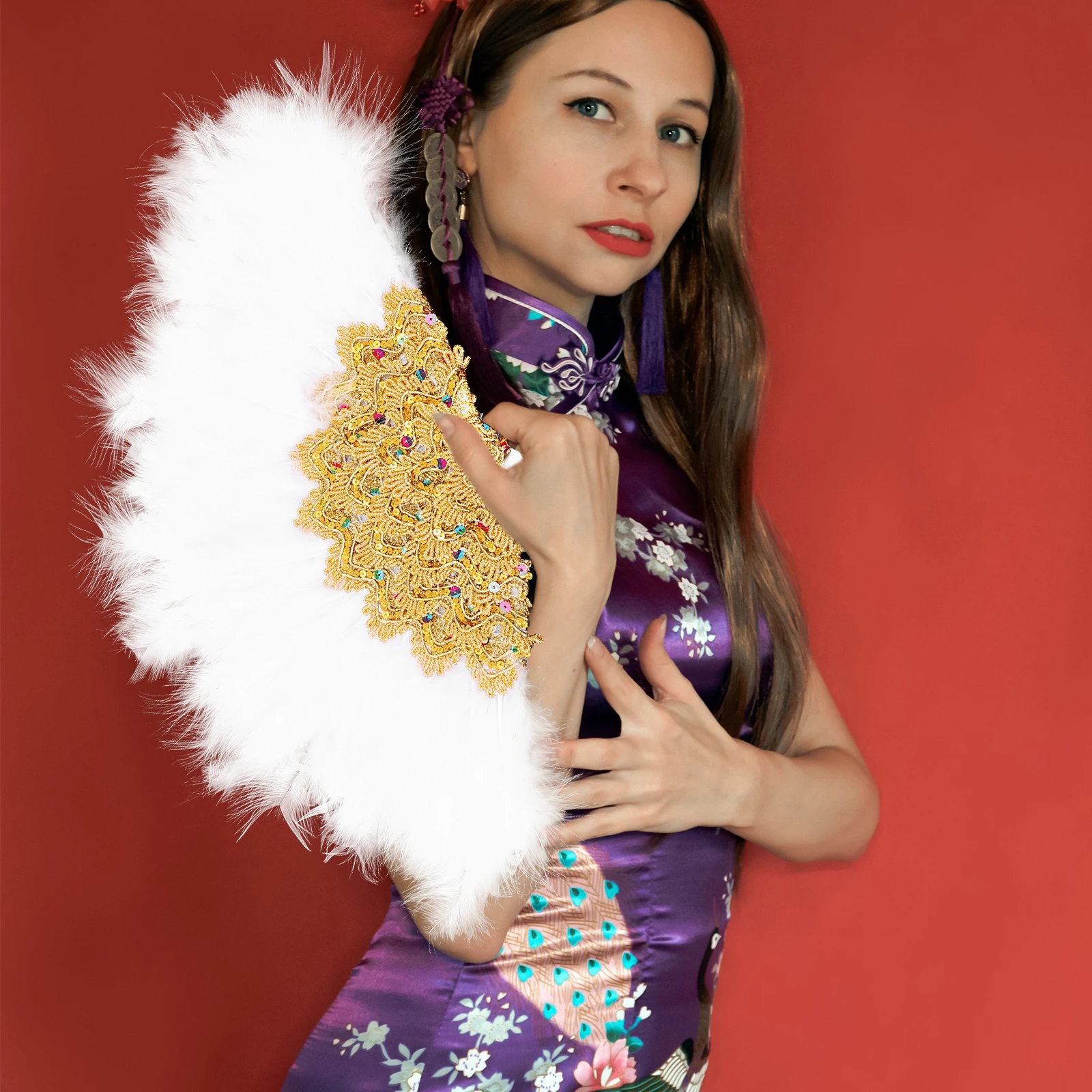 

Fan For Wedding Party Stage Performance Masquerade Ball Decorative Handheld Fan Photography Prop Craft Decoration