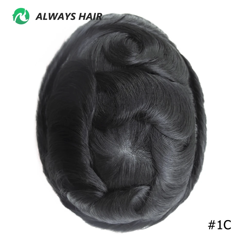 Alwayshair-DUAR Q6 Hair System Invisible Hairline Men Toupee Lace & PU Natural Indian Hair Prosthesis 130 Hair Patch for Man Wig image 3