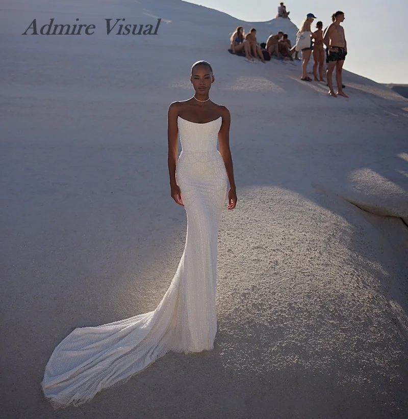 Nuovi arrivi abiti da sposa sirena 2 in 1 scollo a barca senza maniche con strascico staccabile abiti da sposa personalizzati