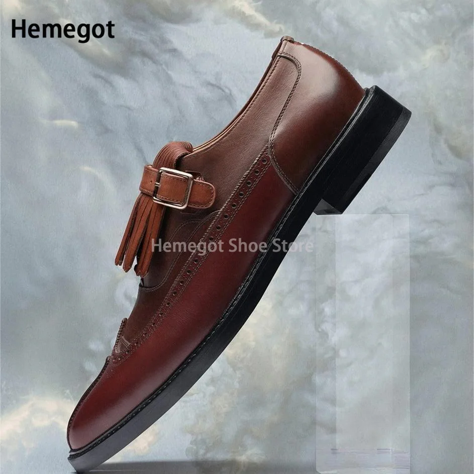 Men's Split-Toe Shoes Brown Tassel Slip-On Tabi Shoes Korean Style Loafers Men's Business Formal Shoes Office Shoes