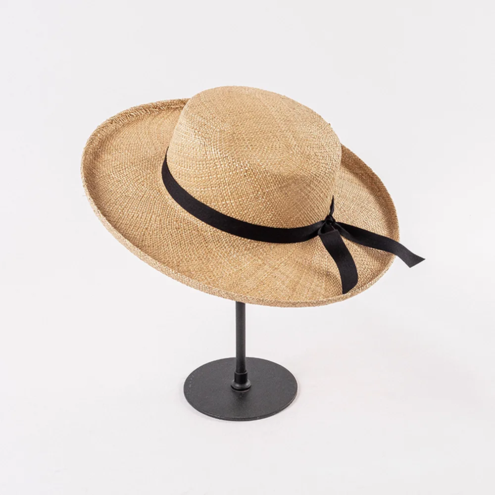 

USPOP New Spring Summer Parent-child Beach Hats for Women Sun Hats Flat-top Curled-edge Ribbon-decorated Straw Hat